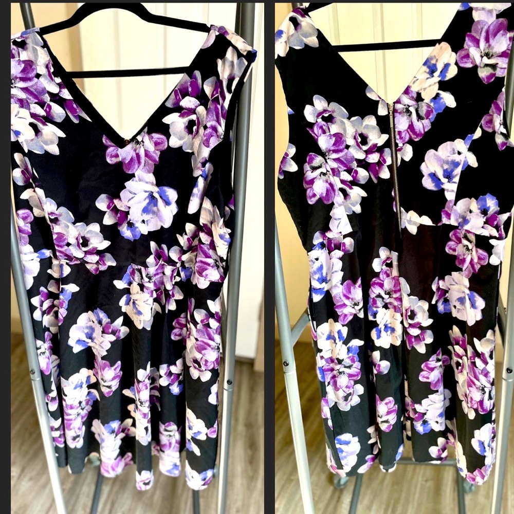 Rickis Size 18 Purple Floral Fit & Flare Dress